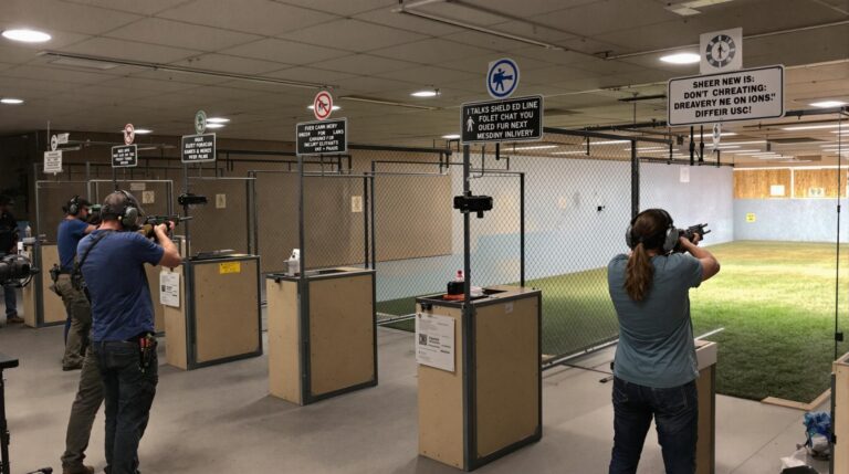 a shooter’s hands placing a firearm safely on a shooting bench