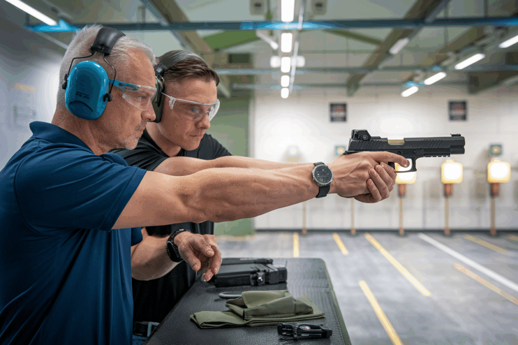 one-on-one firearms training at Tim's Shooting Academy. 